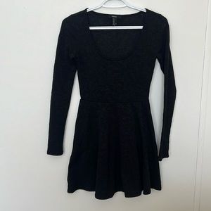 Forever 21 Black Floral Print Dress Longsleeve Small
